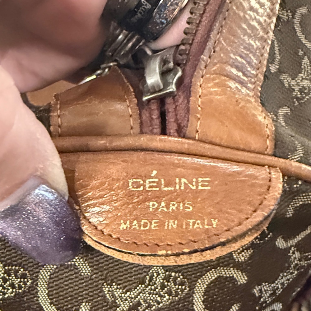 Vintage Celine Brown Monogram Tote Bag with Tan Leather Accents - Picture 10 of 12